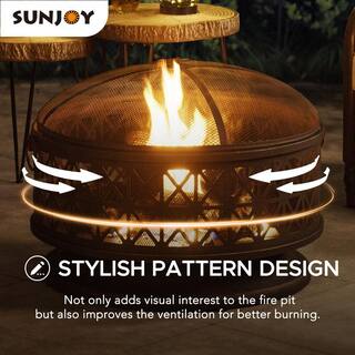 Sunjoy Parker 30 in. Outdoor Round Wood Burning Firepit A301013201