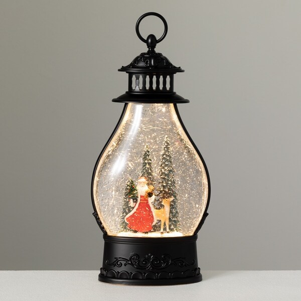 15.25H Sullivans Lighted Santa And Deer Lantern，Multicolored