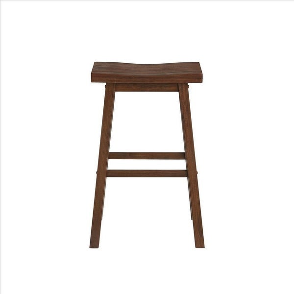 Saddle Design Wooden Barstool with Grain Details - 29.25 H x 17.75 W x 10 L Inches