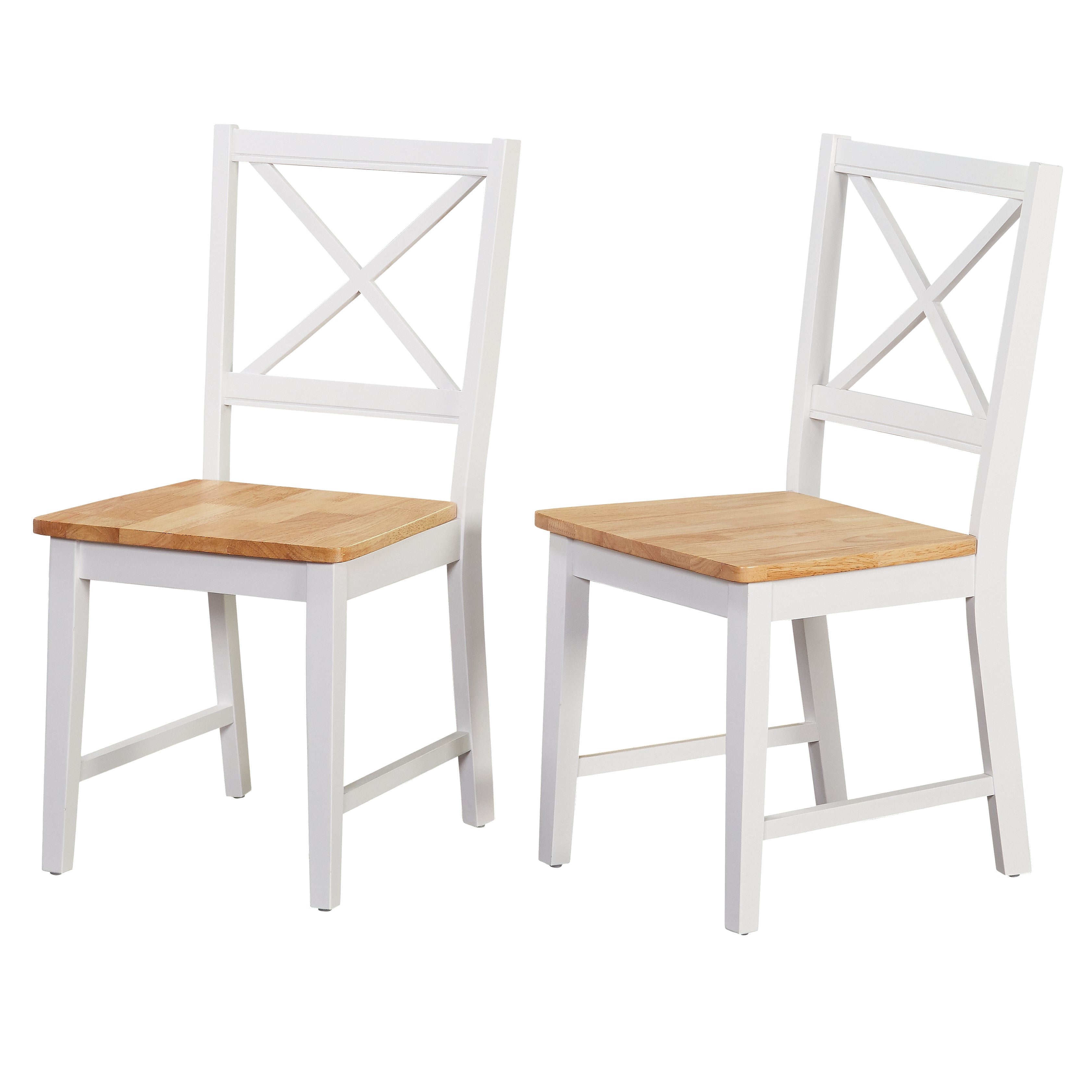 Virginia Cross-Back Chair， Set of 2， White/Natural