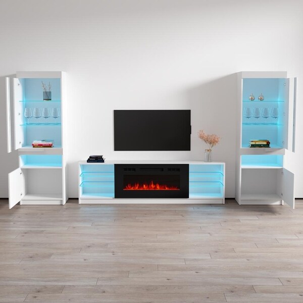 Boston 01 Electric Fireplace Modern Wall Unit Entertainment Center