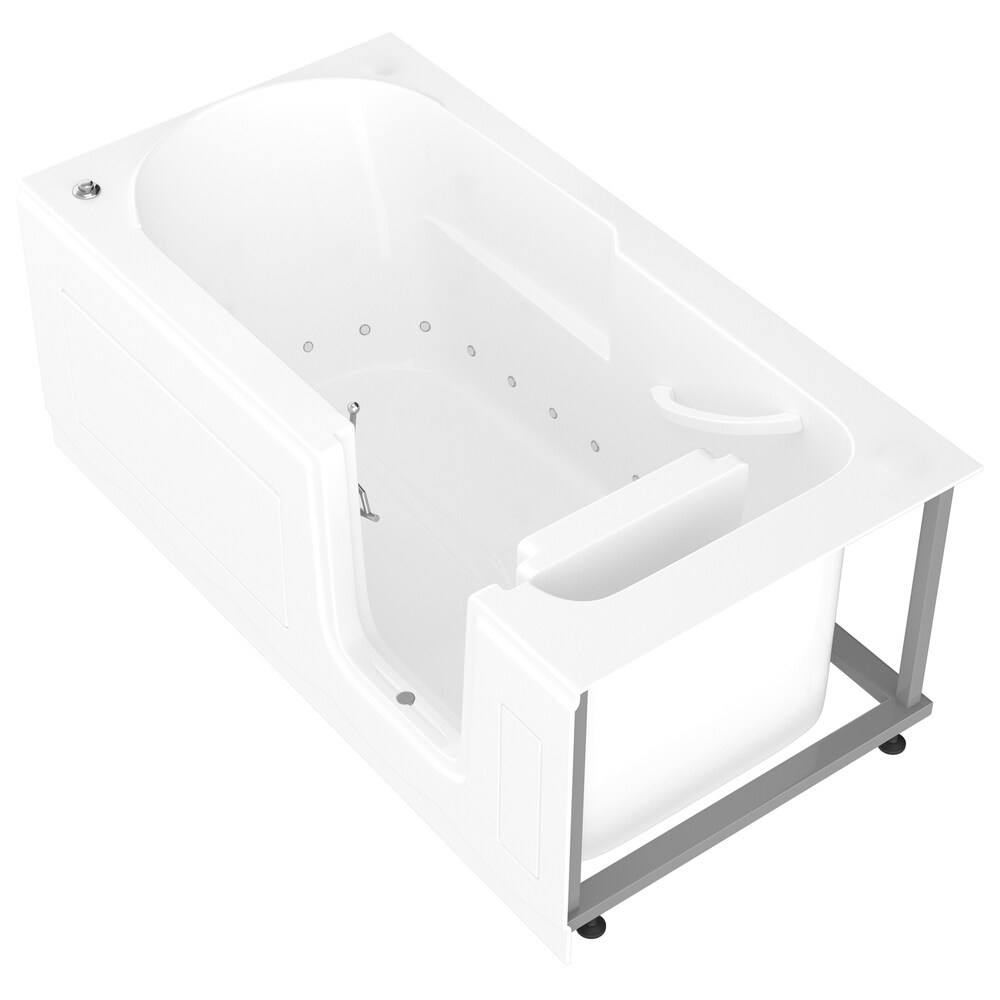 MediTub Step In 30x60 inch Right Drain White Air Jetted Step In Bathtub