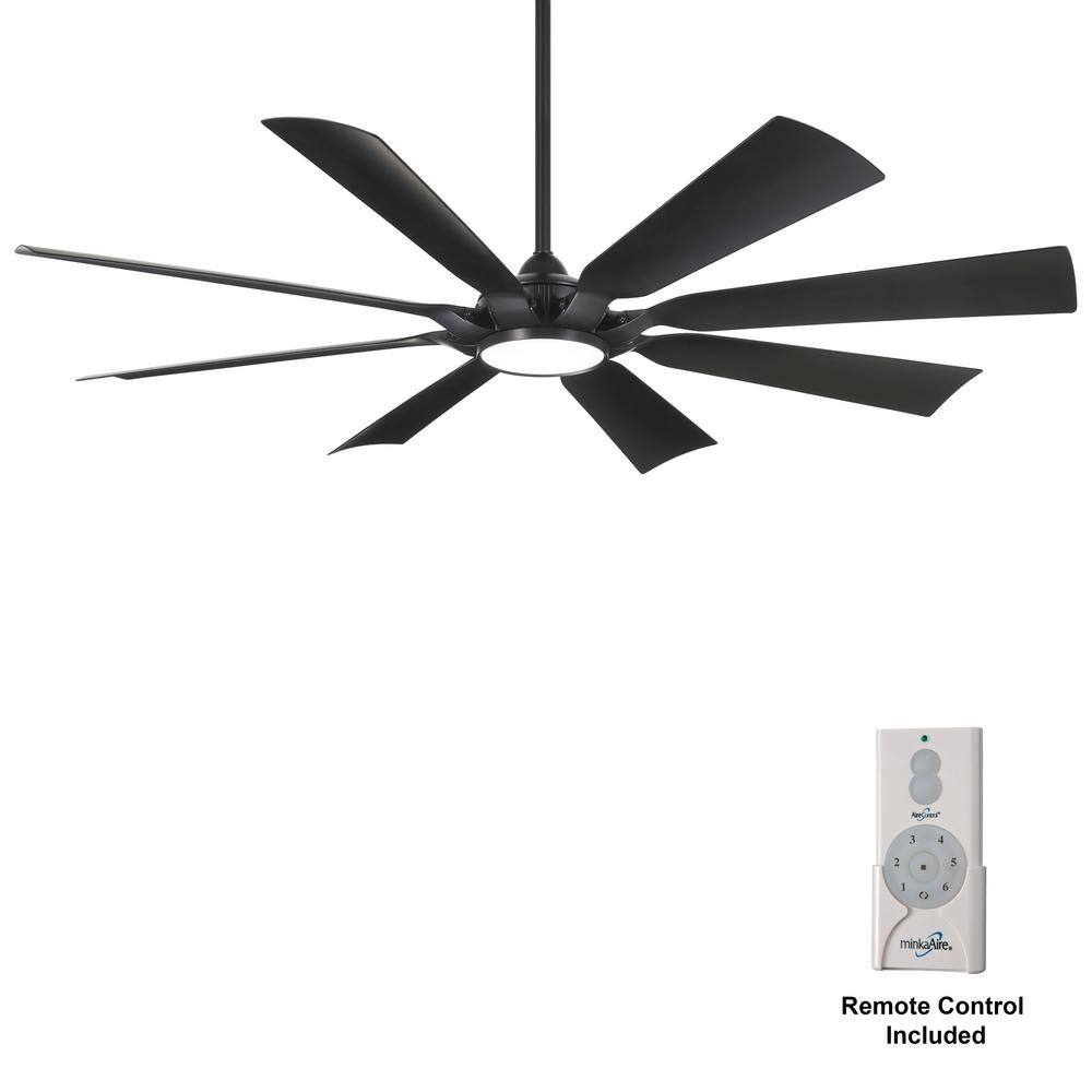 MINKA-AIRE Future 65 in. LED Indoor Outdoor Coal Black Ceiling Fan with Remote F756L-CL