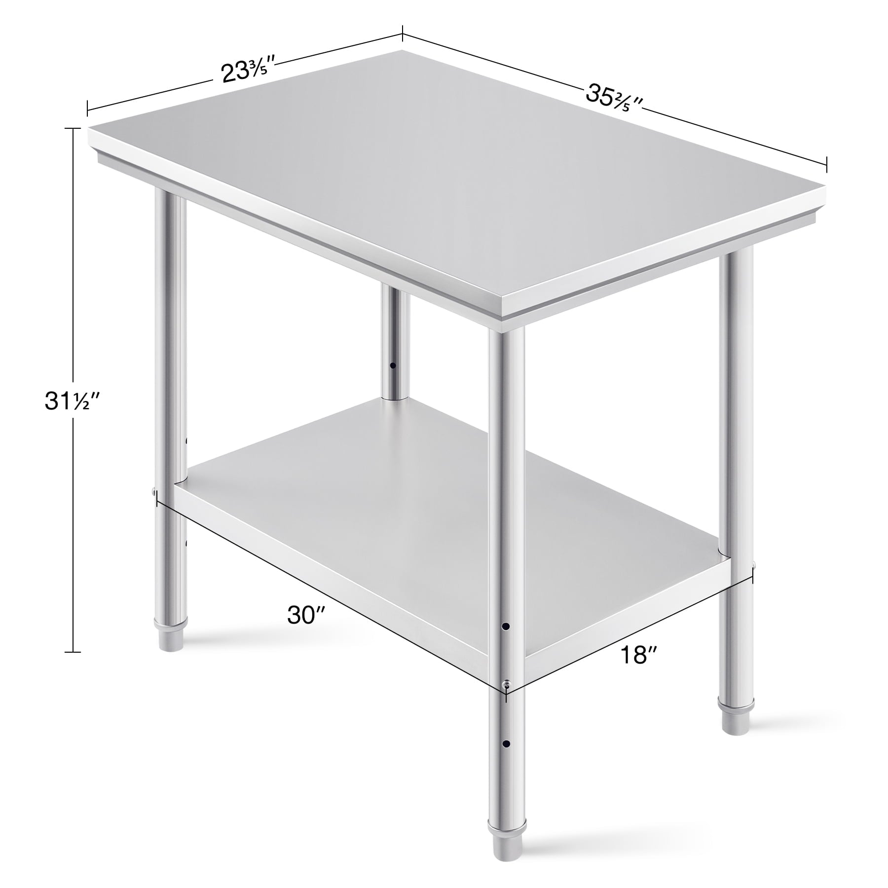 Wilprep Commercial Stainless Steel Kitchen Table w Adjustable Shelf 35x24 Prep Table