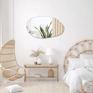 EDGEWOOD 19.7 in. W x 33.5 in. H Asymmetrical Oval Accent Wall Mounted Frameless Mirror 1079055932