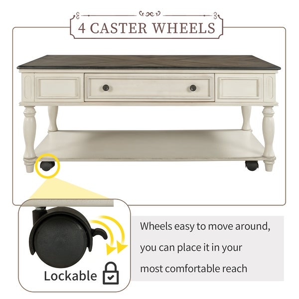 Nestfair Movable Coffee Table with Caster Wheels