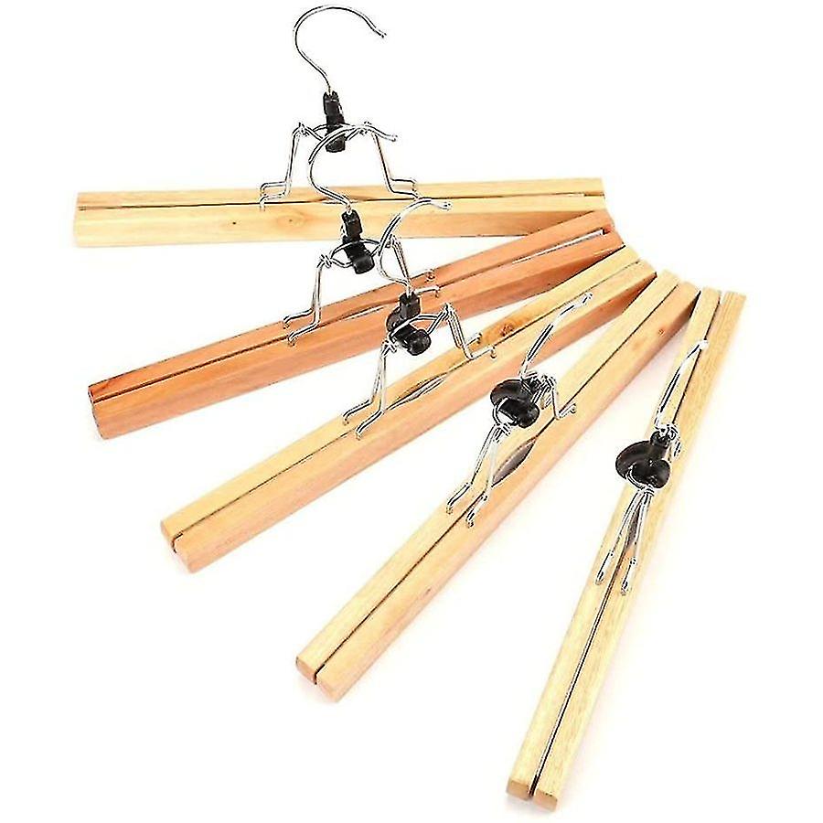 Natural Wooden Pants Hangers ， Space Saving Clothes Hangers