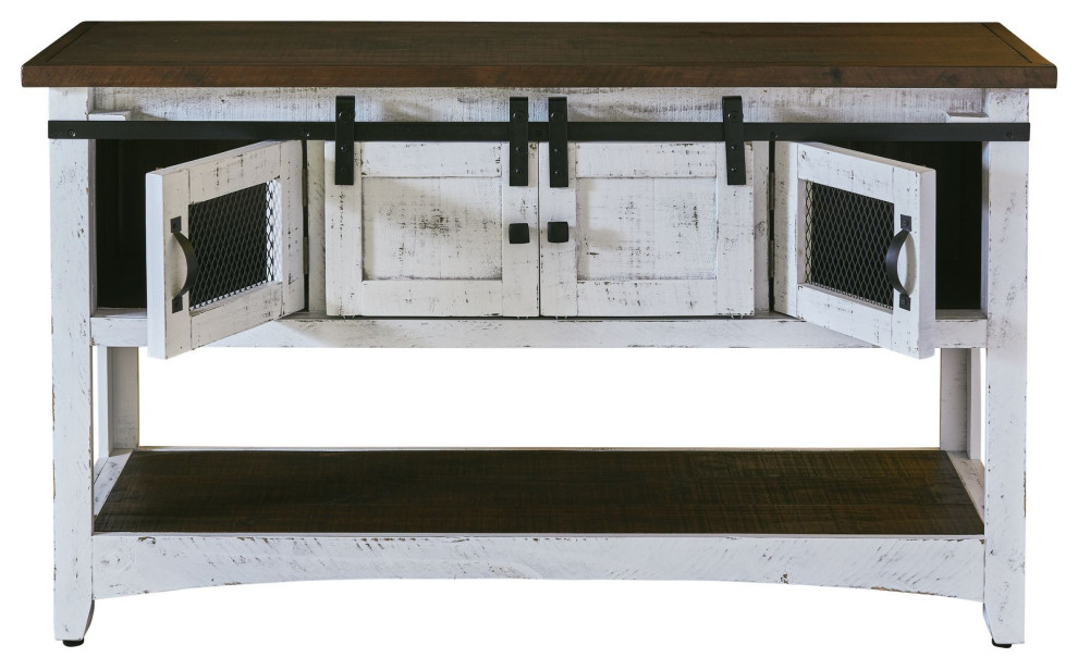 Thomas Console Table White With Brown Top   Farmhouse   Console Tables   by Picket House  Houzz