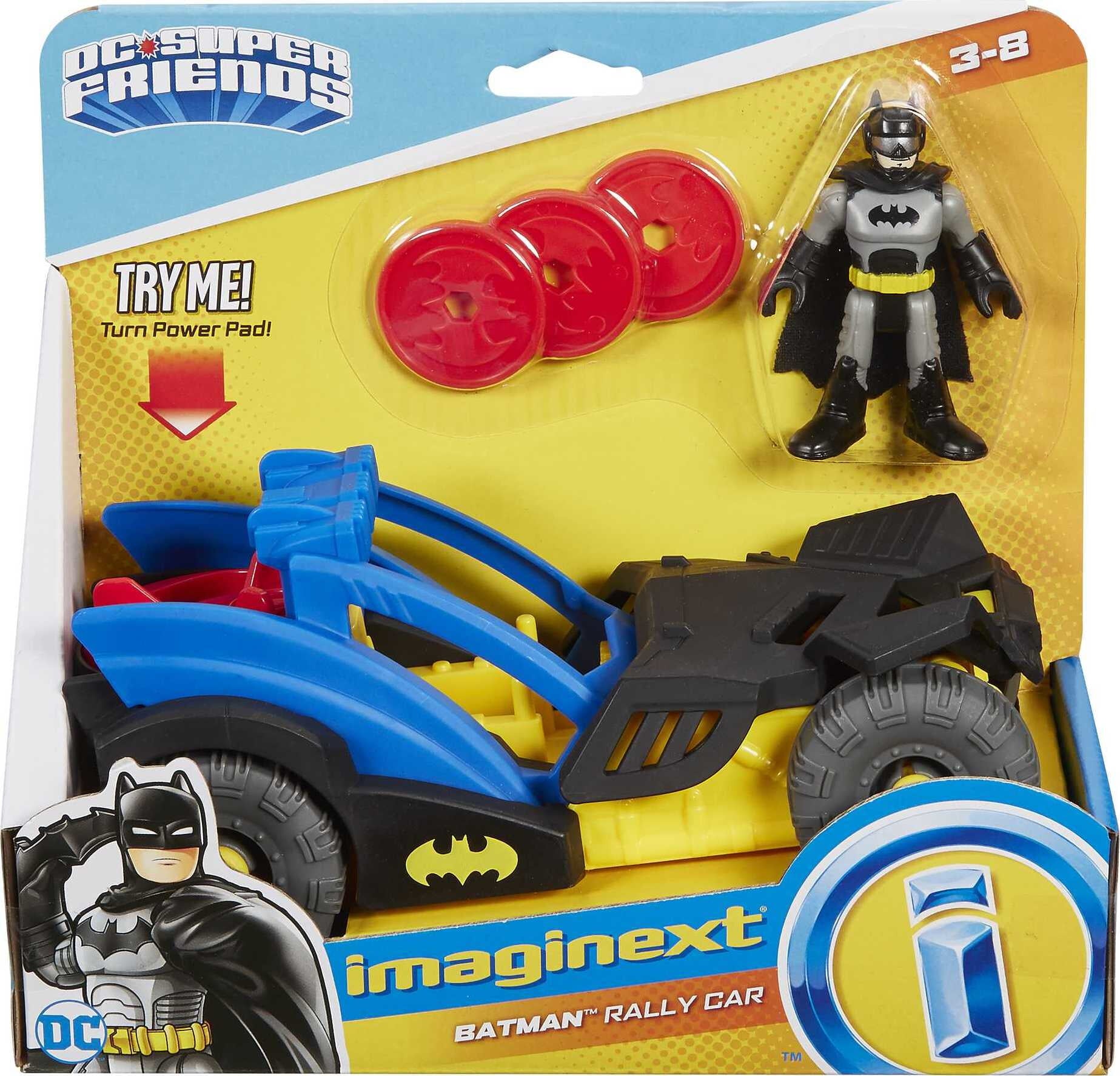 Imaginext DC Super Friends Batman Toy Rally Car with Disk Launcher and Figure， Preschool Toys