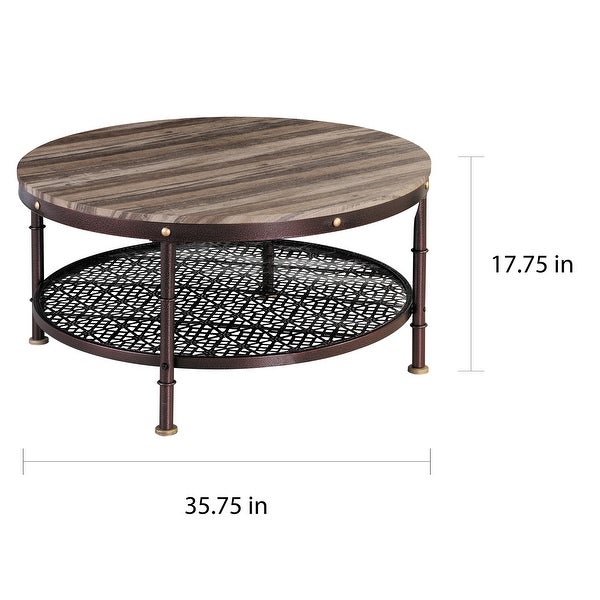 Davee Round Wood and Metal Coffee Table - dia 36 in