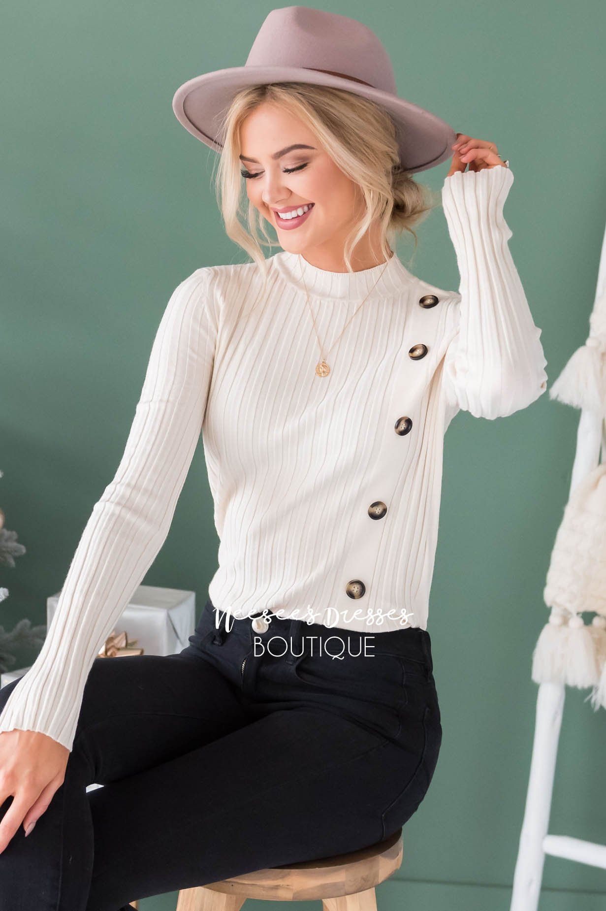 Button Up Ribbed Sweater