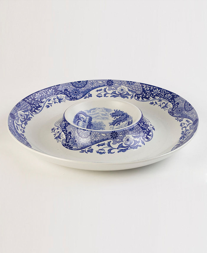 Spode Dinnerware Blue Italian Chip and Dip 14.5