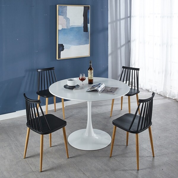 42 in. MDF Midcentury Dining Table with Metal Legs