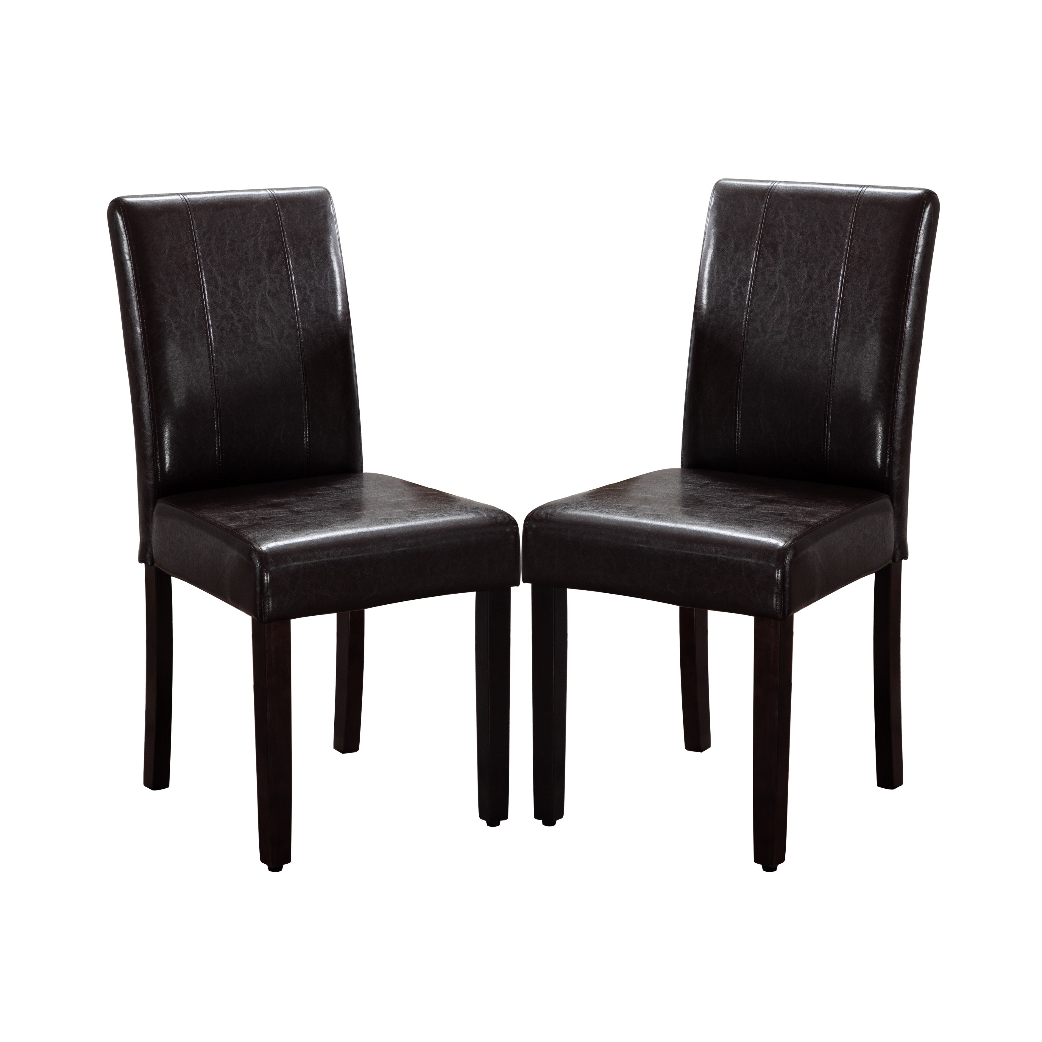 Leatherette Dining Chairs Solid Wood Set of 2