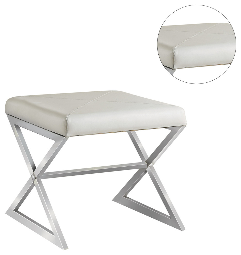 X Cross Square Ottoman  White and Chrome   Contemporary   Footstools And Ottomans   by Simple Relax  Houzz