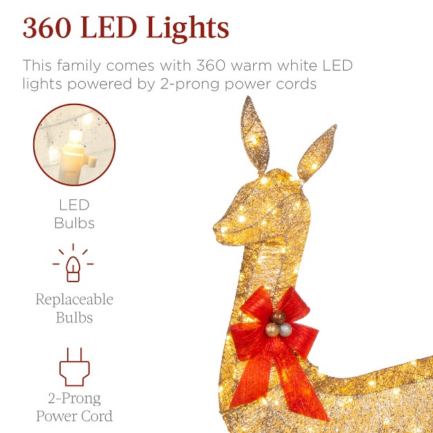 Best Choice Products 3 piece Lighted Christmas Deer Set Outdoor Yard Decoration With 360 Led Lights Stakes