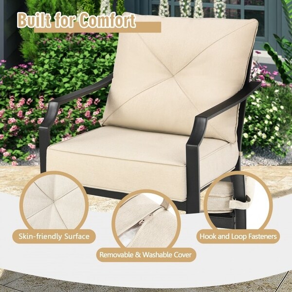 2 PCS Patio Dining Chairs Set with Padded Cushions Armrest Steel Frame - 35