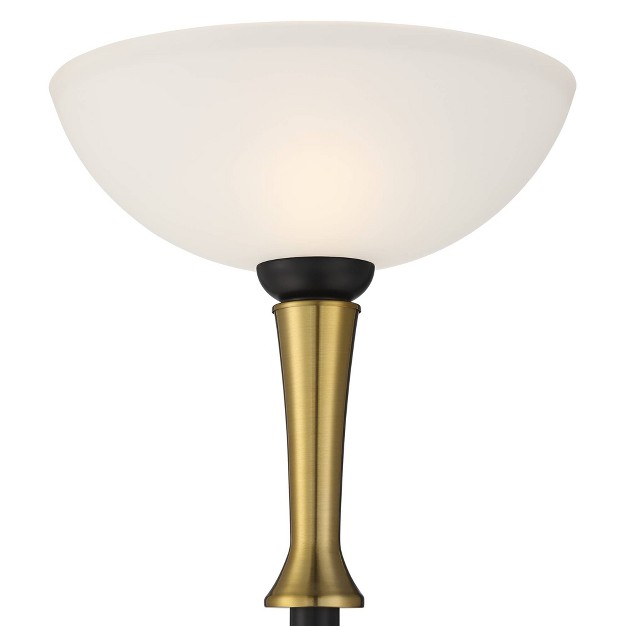 Tall Black Brass Frosted White Glass Shade For Living Room