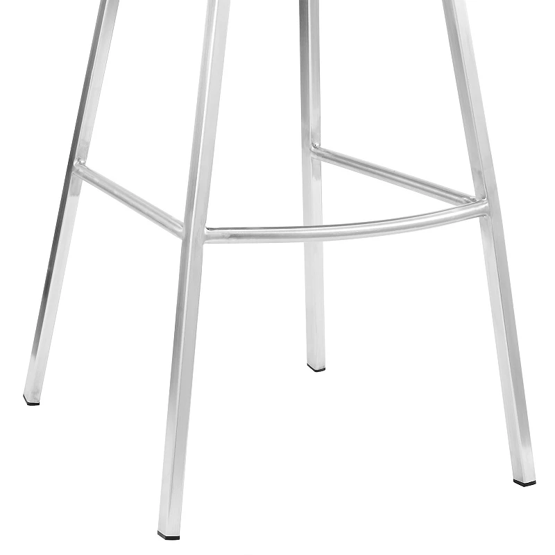 26 Inch Metal Frame Leatherette Counter Stool， Silver and White