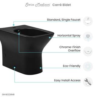 Swiss Madison Carre Elongated Bidet in Matte Black SM-BD228MB