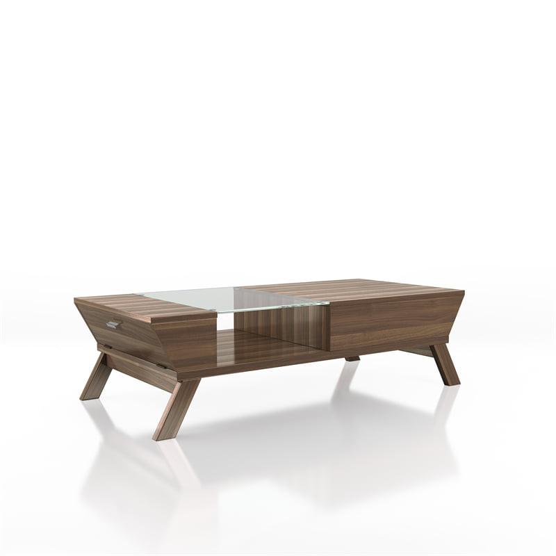 Furniture of America Soto Contemporary Wood Coffee Table with Storage in Walnut