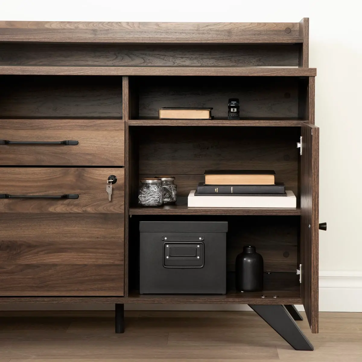 Helsy Walnut Brown L-Desk - South Shore