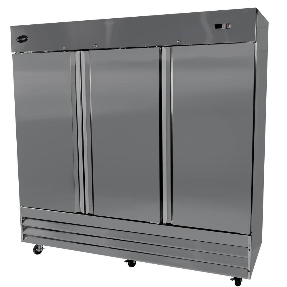 SABA 81 in. W 72 cu. ft. Three Door Commercial Reach In Upright Refrigerator in Stainless Steel S-72R