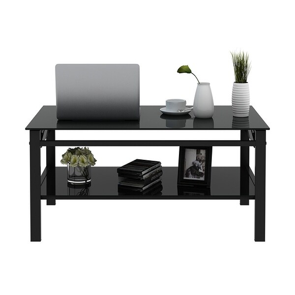 Glass Lift Top Coffee Table， Black