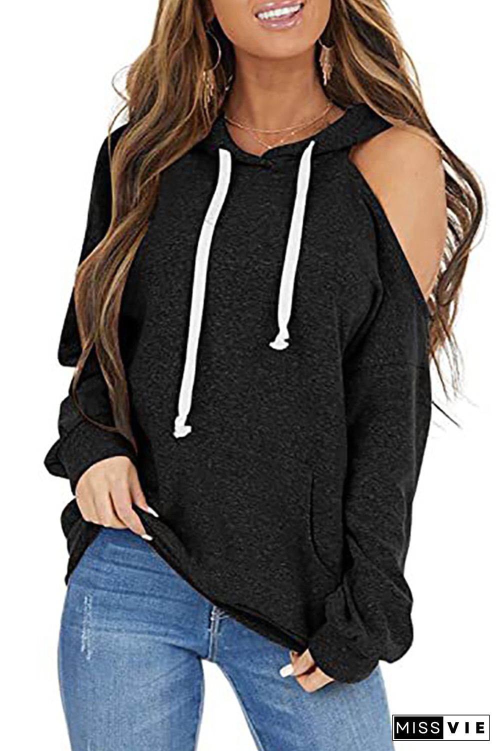 Solid One Shoulder Hoodie Women Wholesale