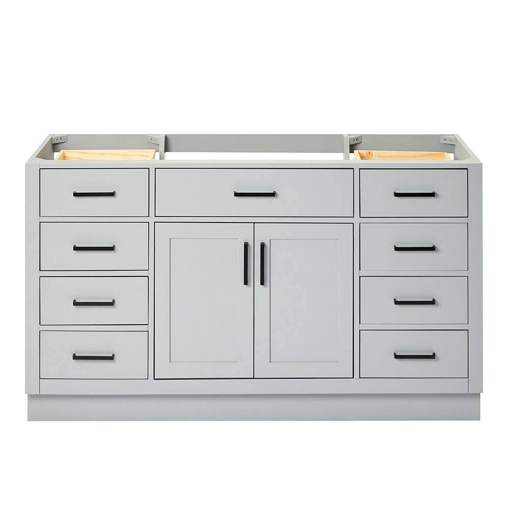 ARIEL Hepburn 60 in. W x 21.5 in. D x 34.5 in. H Bath Vanity Cabinet without Top in Grey T060S-BC-GRY