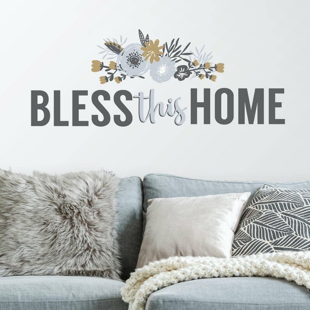 Bless This Home Floral Quote Peel And Stick Wall Decal Roommates