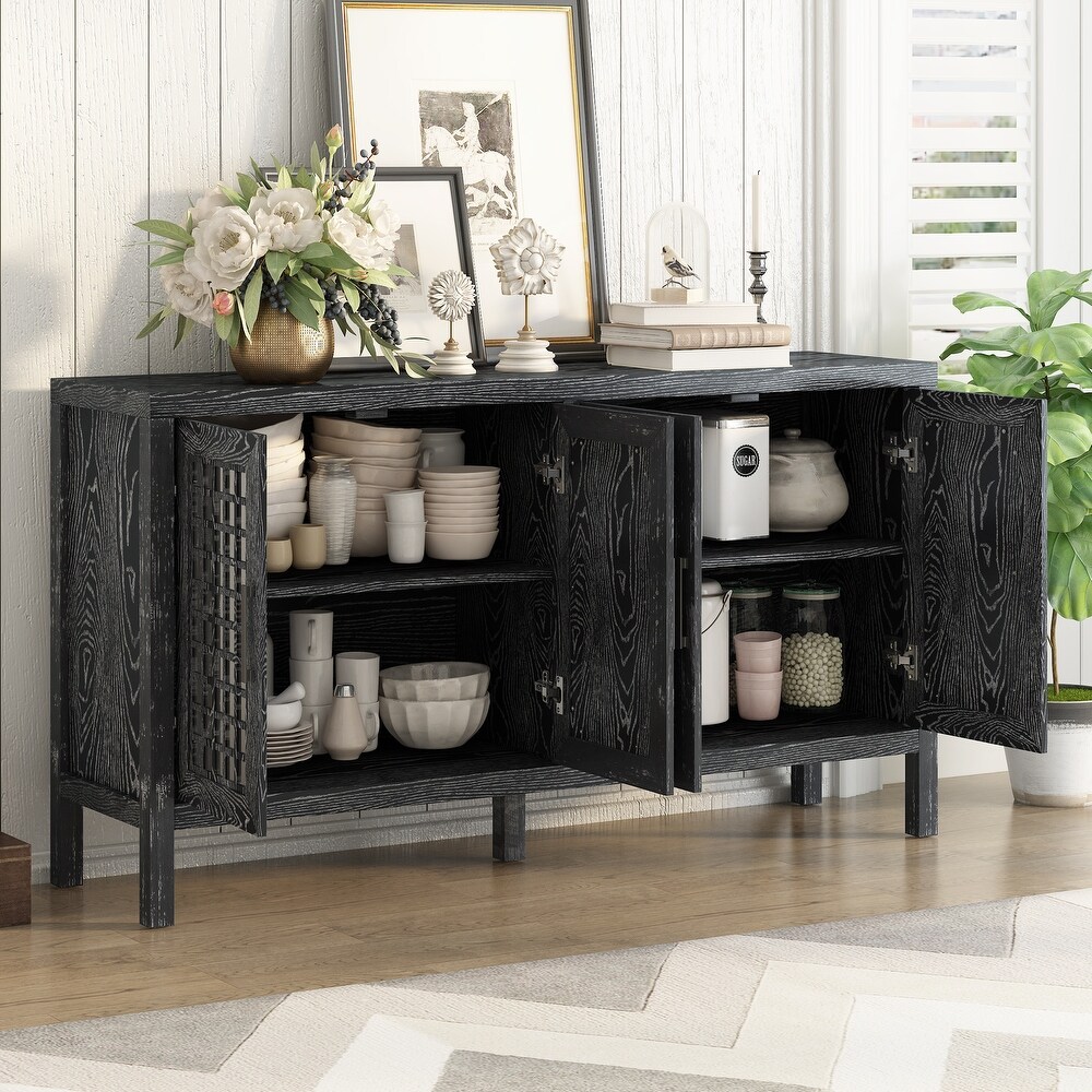 Bedroom Storage Cabinet Console Table with 4 Doors Kitchen Sideboard Buffet Dining Table Living Room Sofa Table