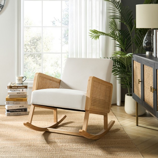 Adena Rocking Accent Chair With Rattan Arms Karat Home