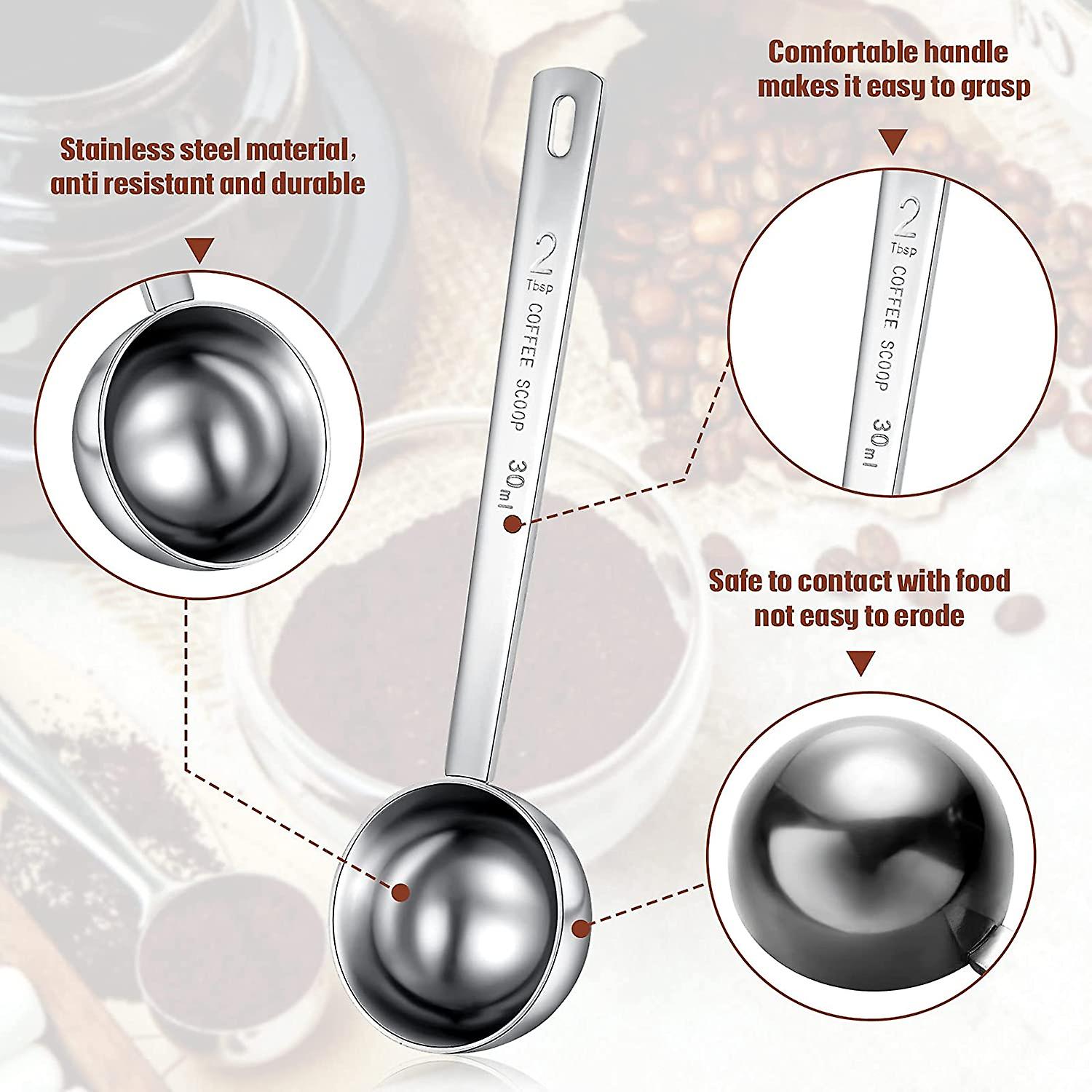 4 Pieces 30 Ml Stainless Steel Coffee Scoops With Long Handle， 2 Tablespoon Long Handle Spoon