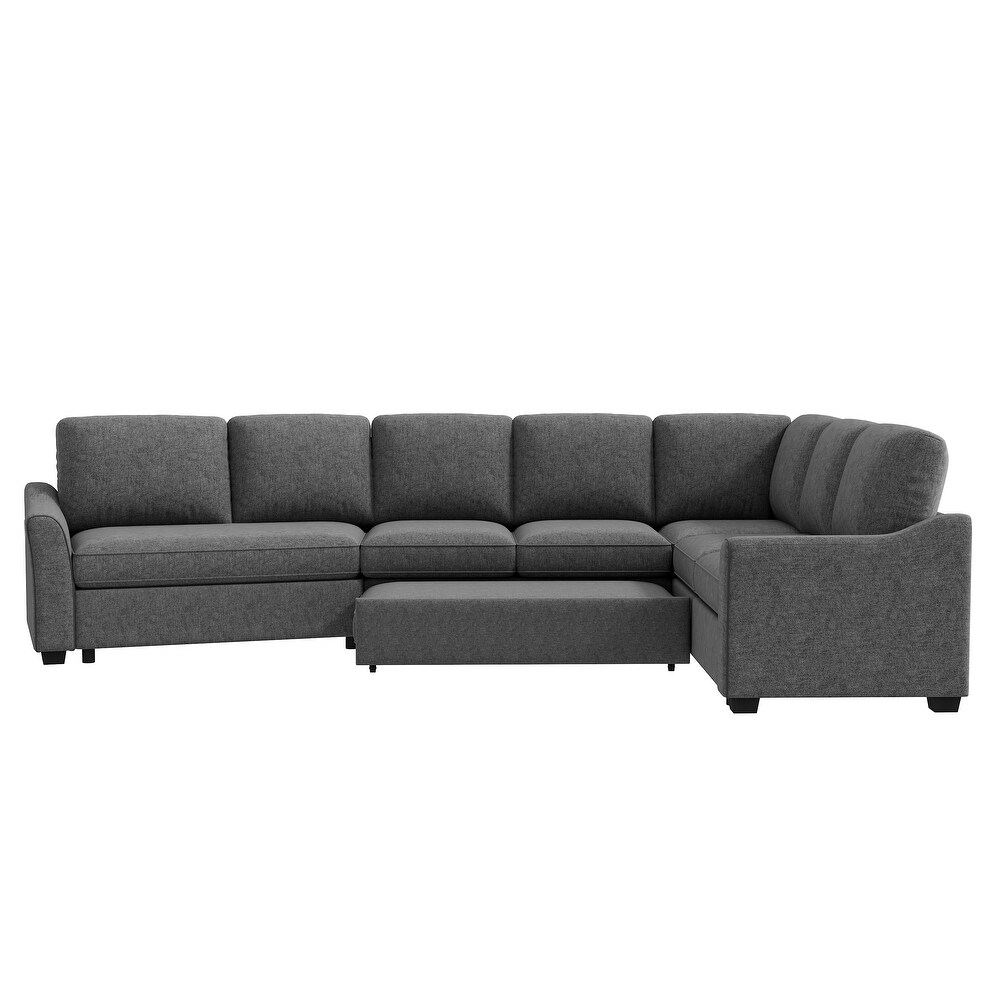 Sectional Sleeper Sofa  L Shape Sofa Bed with USB Charging Port for Living room  Bedroom  With Pull Out Bed Modern