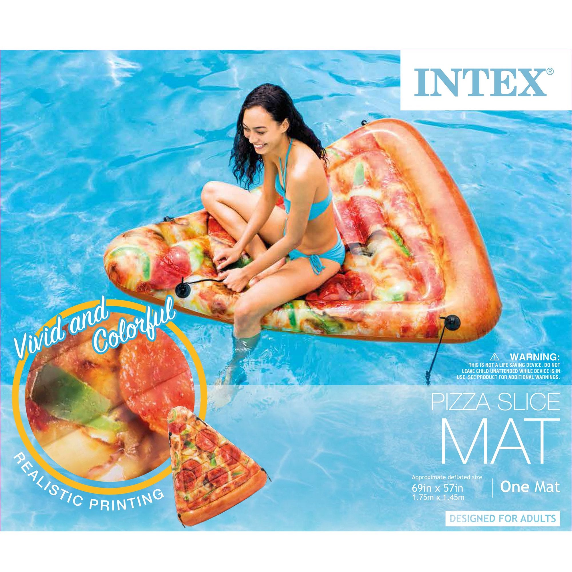 Intex Inflatable Pizza Slice Pool Mat, 69" x 57"