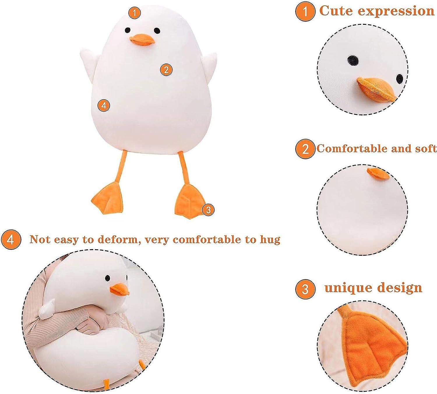 Cute Duck Stuffed Animals Sleeping Pillows Gifts For Girls Teens White Plushie Hugging Animal Super Soft Toys Christmas(white，13.7inches)