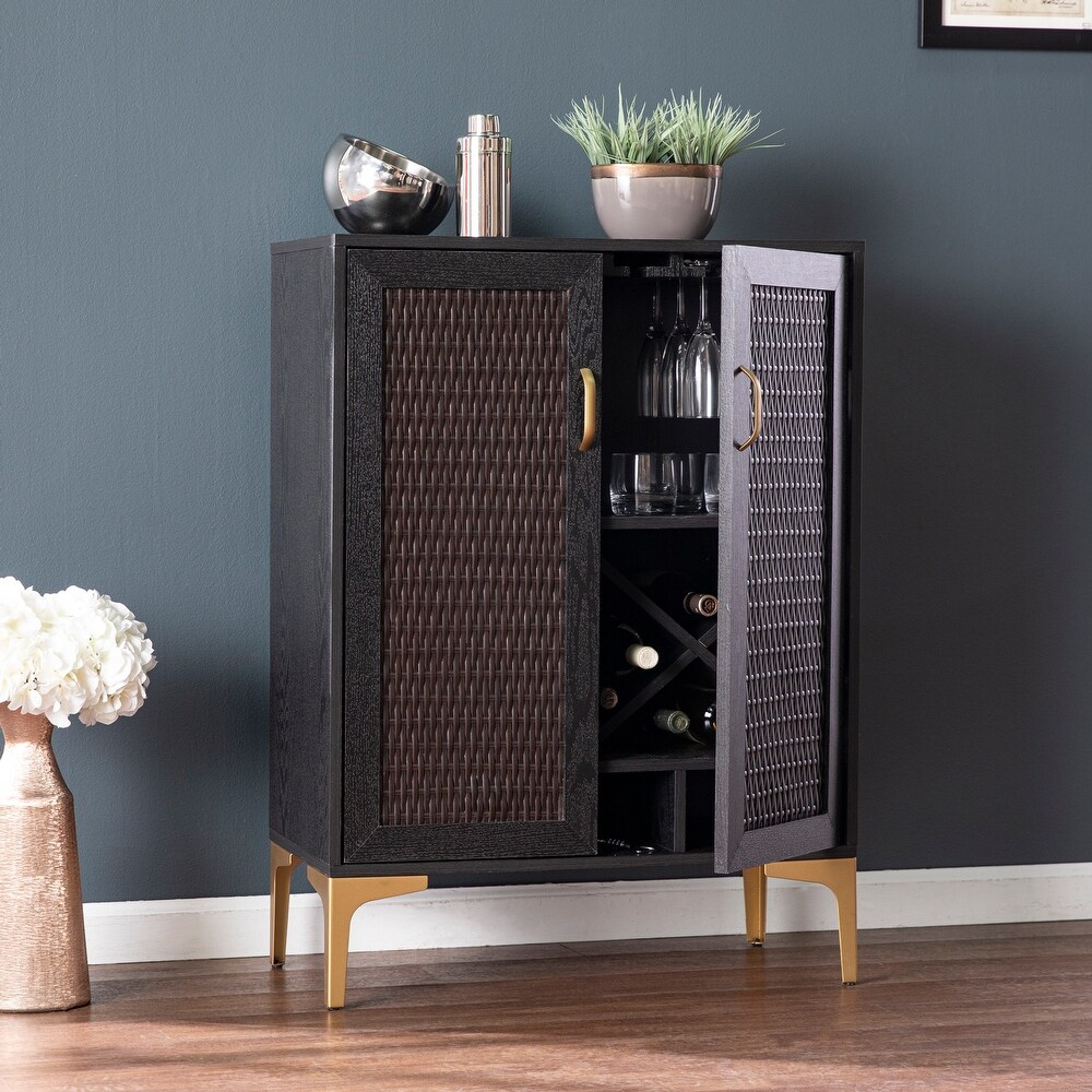 SEI Furniture Home Raintree Transitional Black Wood Bar Cabinet