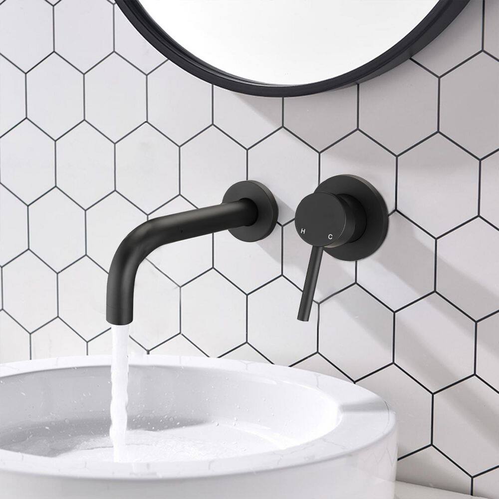 PROOX Single-Handle Wall Mount Bathroom Faucet in Matte Black PR9021ARX2MB