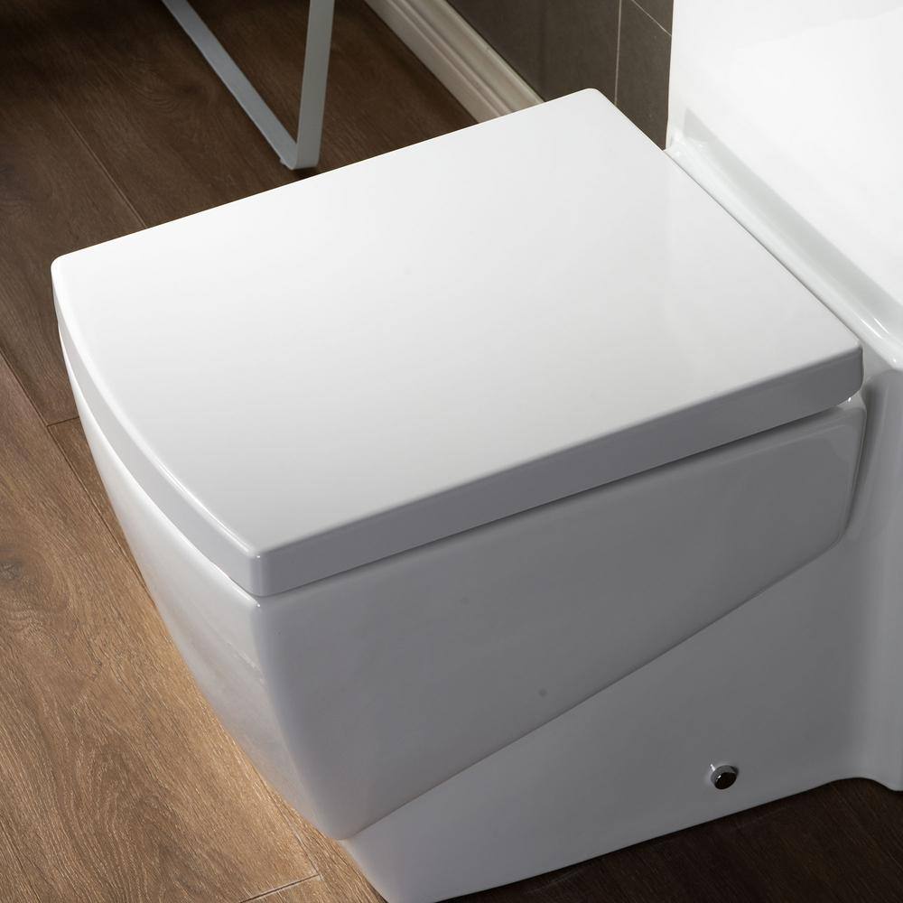 WOODBRIDGE Modern 1-Piece 1.28 GPF High Efficiency Dual Flush Square Elongated All-In One Toilet in White Seat Included HB0920MB