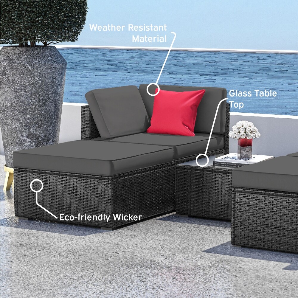 Nestl 5 Piece Outdoor Wicker Patio Furniture Set   Patio Furniture Set with Sectional Patio Seating