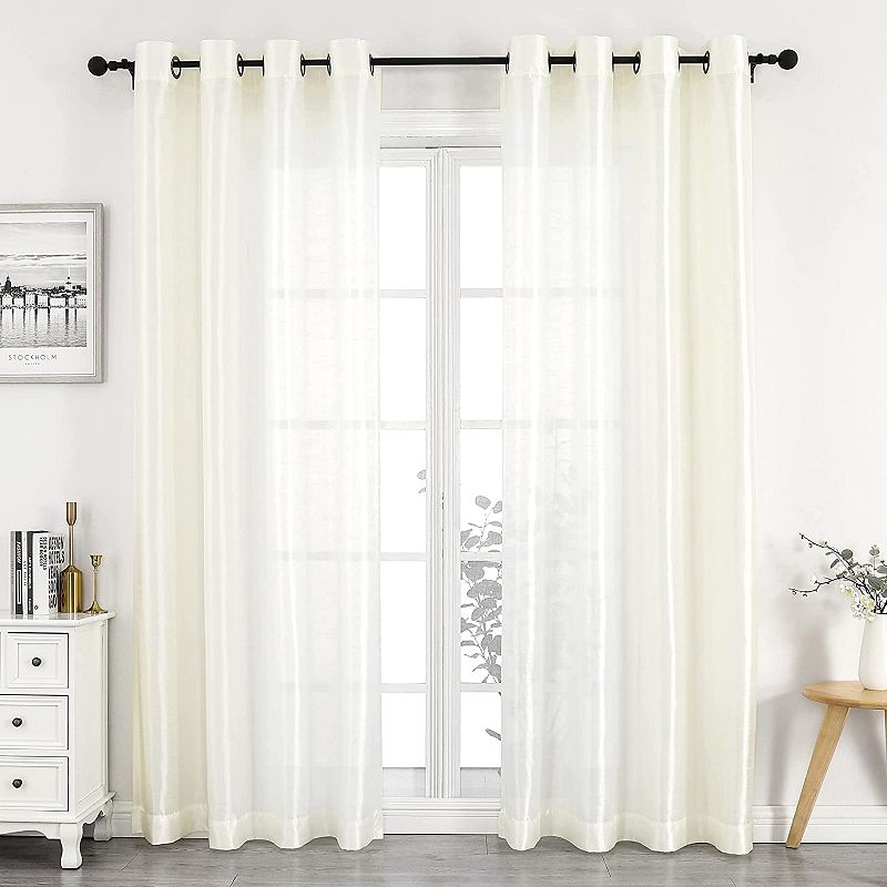 Kate Aurora Artisan Lightweight Transparent Faux Silk Sheer Grommet Single Curtain Panel