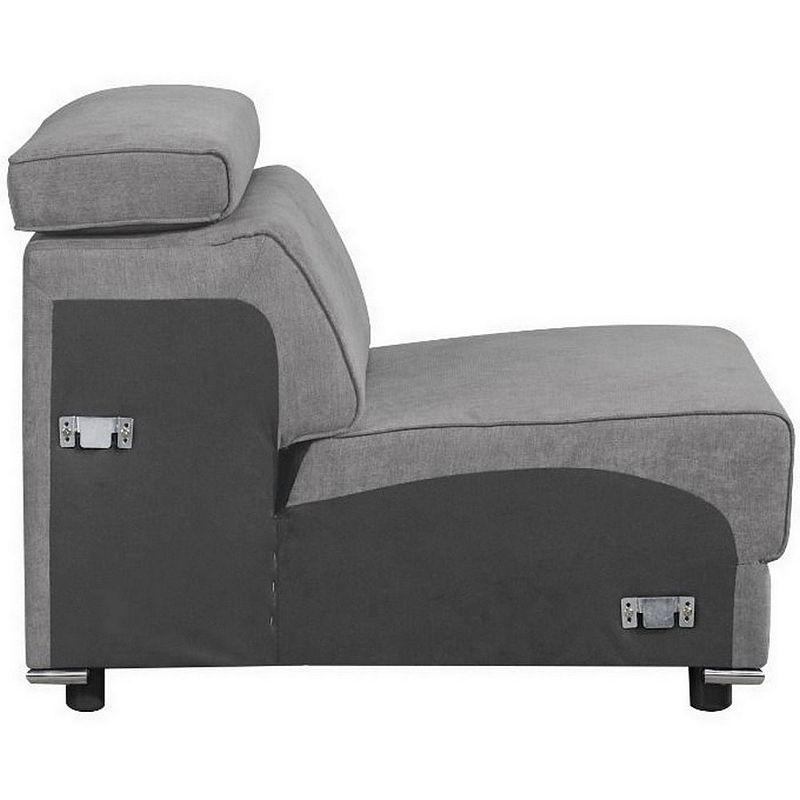 Fabric Upholstered Modular Armless Chair， Dark Gray