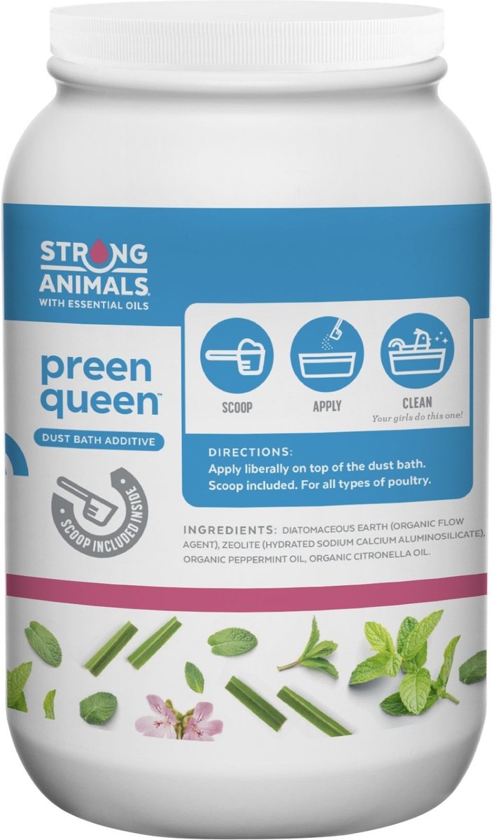 Strong Animals Preen Queen Poultry Bath Additive， 5-lb jar