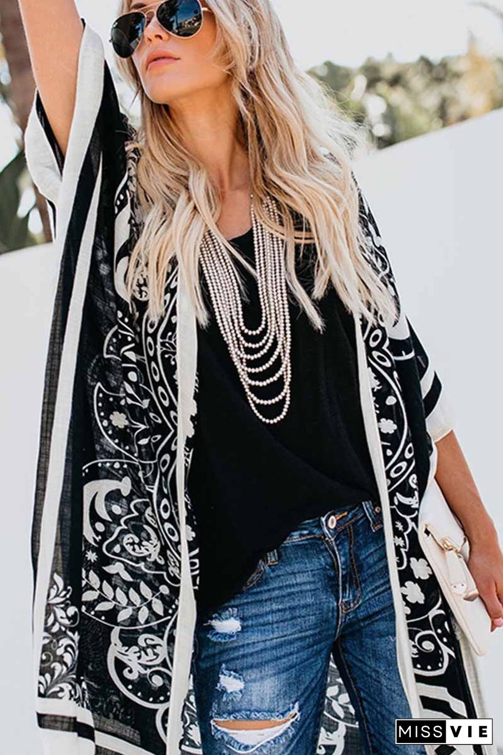 Casual Loose Printed Long Blouse