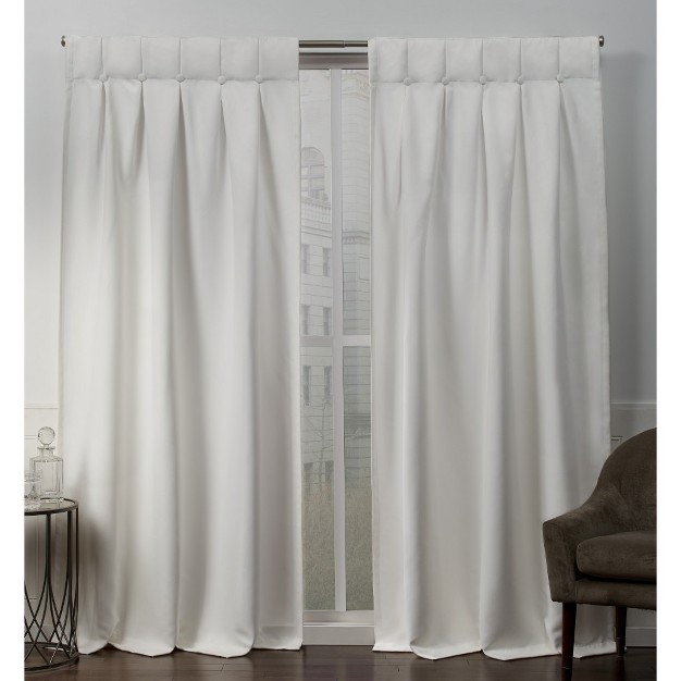 Sateen Woven Blackout Button Top Window Curtain Panel Pair exclusive Home