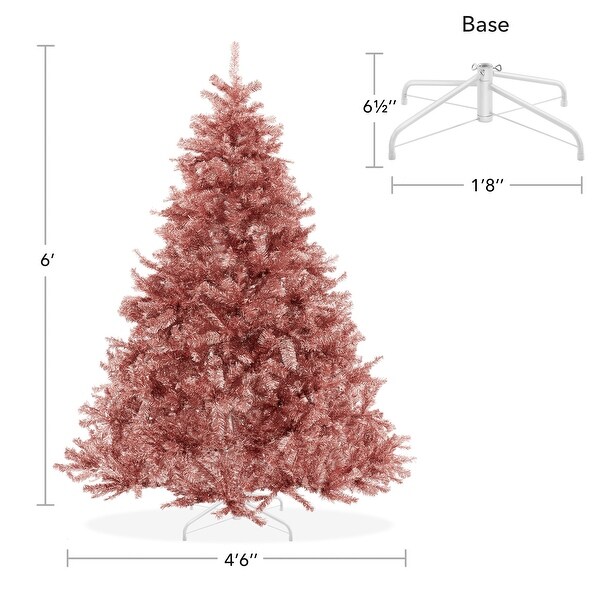 6FT Rose Gold Artificial Holiday Christmas Tree with Metal Stand