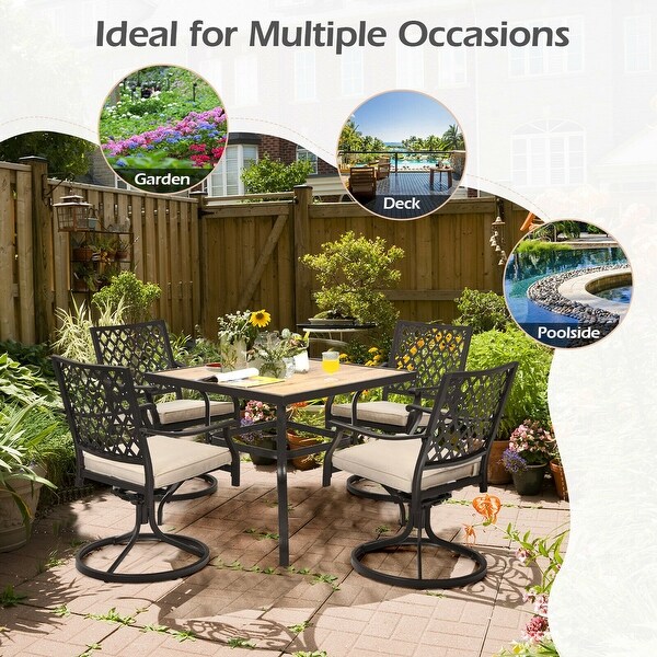 Gymax Patio Square Dining Table Metal Bistro Table Garden Poolside