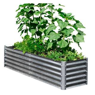 EarthMark Alto Series 40 in. x 76 in. x 17 in. Galvanized Metal Garden Bed Bundle MGB-HB46