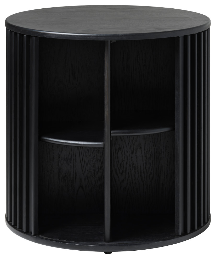 Mid Century Modern Round Pedestal Side Table  24 quotW  Black Oak   Transitional   Side Tables And End Tables   by Unique Furniture  Houzz